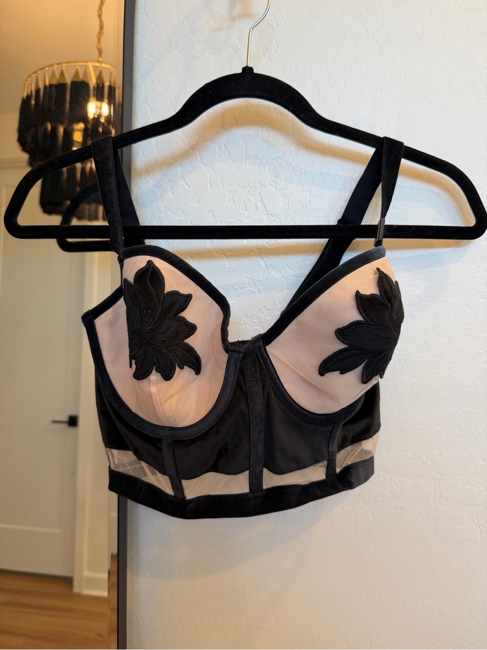 Victoria's Secret Black & Nude Longline Bustier Bralette